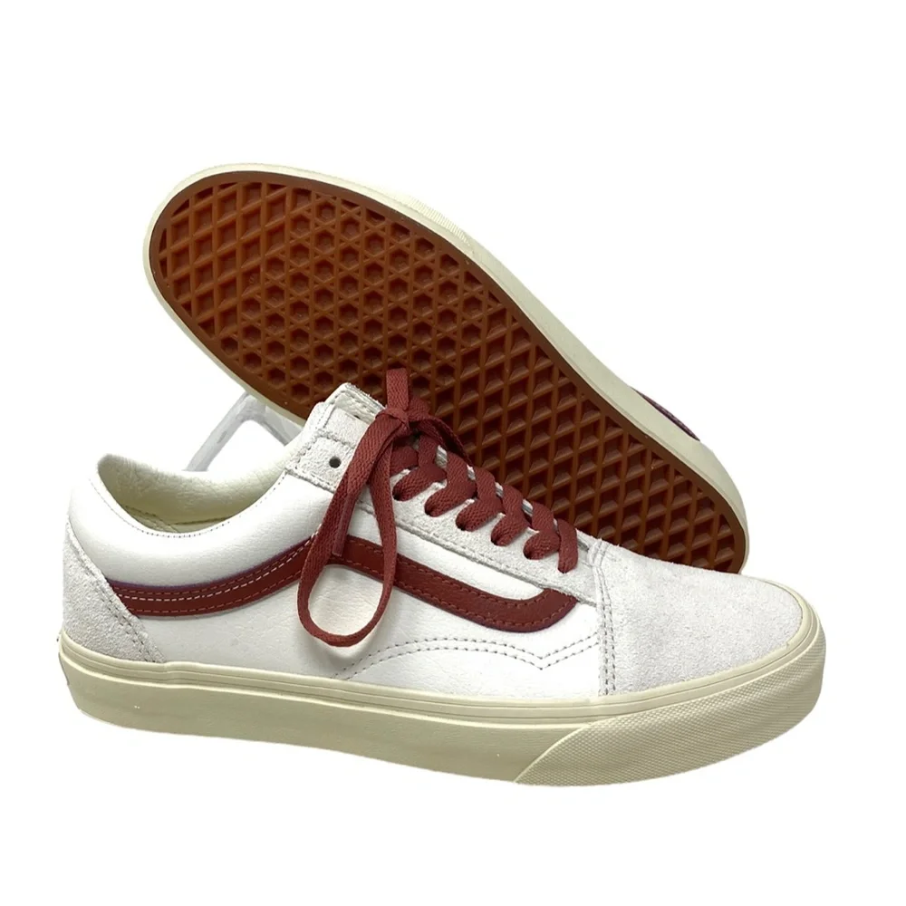 VANS Old Skool Shoes Low Suede Leather Red White Women's Size Skate VN0A4BW2R2S